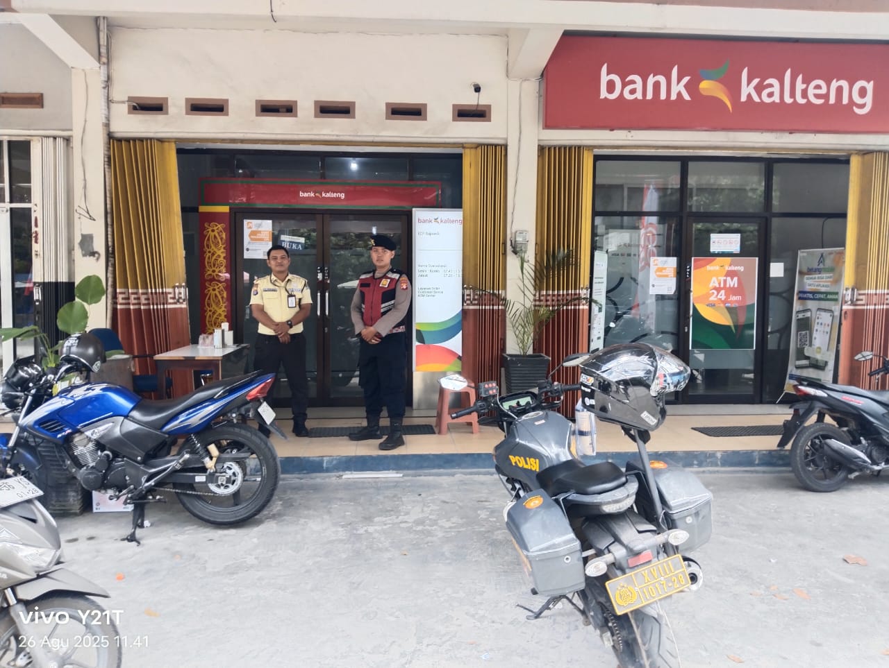 Patroli Objek Vital, Satsamapta Polresta Palangka Raya Sambangi Bank Kalteng Cabang Rajawali