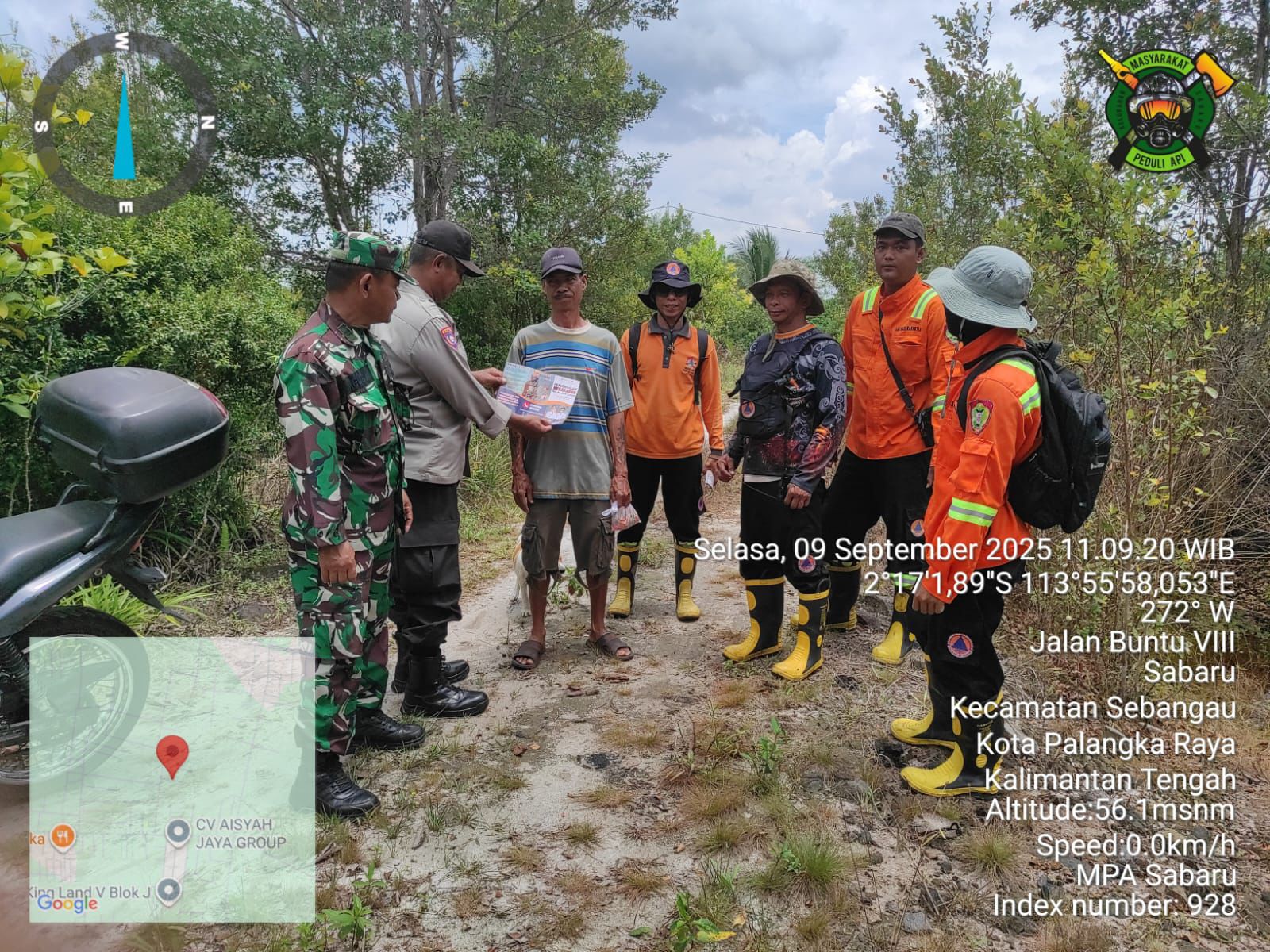 Bhabinkamtibmas Kelurahan Sabaru Dampingi TSAK Laksanakan Patroli Karhutla
